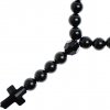Glosery náhrdelník v tvare ruženca s lesknúcim krížikom, lesklý / matný čierny achát 6-8mm Dĺžka: 65cm, Krížik: bez krížika, Typ korálok / veľkosť: lesklý achát + Swarovski / 6mm