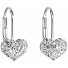 Evolution Group strieborné náušnice visiace s kryštálmi Swarovski biele srdce 31125.1