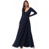 Tmavomodré dlhé spoločenské šaty s rukávmi Veľkosť: S