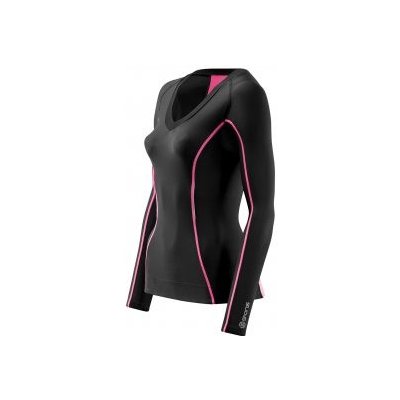 Skins Bio A200 Womens Black Pink Top Long Sleeve Černá