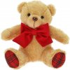 MEDVEĎ SEDIACI BL.HNEDÝ, ČERVENÁ MAŠĽA TEXTIL 20CM