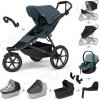 Set 10v1 Thule Urban Glide 3 Dark Slate s magnetickou sponou + madlo + vanička Black + pláštenky a moskytiéry Thule + Autosedačka Thule Maple Mid Blue s ISOFIX základňou Thule Alfi a adaptéry