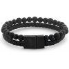 Rebel & Rose pánsky dvojitý náramok s bezpečnostnou sponou Full Metal Combo Black Rocks