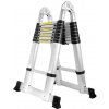 Fiqops teleskopický rebrík výsuvný rebrík skladací rebrík stabilný hliníkový rebrík do 150 kg 2,5 m + 2,5 m strieborný bez hákov
