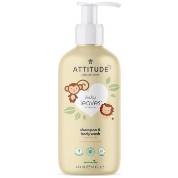 Attitude Detské telové mydlo a šampón 2 v 1 Babyleaves s vôňou hruškovej šťavy 473 ml
