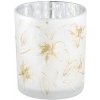 Textilomanie Biely sklenený svietnik AOLANI FLOWER, 10 cm