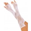 Leg Avenue Floral Network Fingerless Gloves White