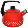 Varná kanvica Metalac Smaltovaný čajník s pokrievkou 20 cm 2,5 l červená bodka (8600034020511)