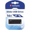 Verbatim USB flash disk, USB 2.0, 16GB, Slider, Store N Go, čierny, 98696, USB A, s výsuvným konektorom