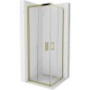 Mexen Rio, štvorcový sprchovací kút s posuvnými dverami 70(dvere) x 70(dvere) x 190 cm, 6mm číre sklo, zlatý profil, 860-070-070-50-00