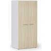 Kancelárska policová skriňa PRIMO WHITE s dverami, 1781 x 800 x 600 mm, biela/dub prírodná