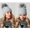Fashionweek Dámska čiapka s kožušinovou brmbolcom a'la JENOT! + Flísová podšívka Zizi-V20 Farba: Šedá, Veľkosť: Universal