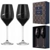 Diamante pohár na biele víno Silhouette City Black s kryštálmi