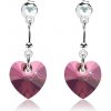 Šperky eshop - Náušnice, striebro 925, srdce - Swarovski krištáľ fialovej farby, okrúhly krištálik I30.15