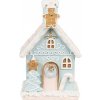 Clayre & Eef Modrá svietiaca perníková chalúpka Gingerbread House - 9*8*15 cm - Clayre & Eef