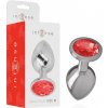 Intense - Metal Aluminum Anal Plug With Red Glass Size M - Análny Kolík
