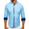 Blankytná modrá pánska elegantná košeľa s dlhými rukávmi Bolf 24701