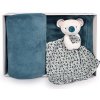 Deka pre najmenších Yoca le Koala Doudou et Compagnie s plyšovou koalou na maznanie modrá