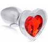 Booty Sparks Red Heart Glass Anal Plug with Gem Small