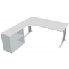 Hobis Pracovný stôl Flex, ergo, pravý, 180x75,5x200,0 (40x80) cm, biela/kov
