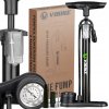 Ručná pumpa na bicykel Vibike s manometrom, čierna, kompozitná