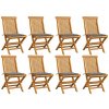 VidaXL Záhradné stoličky so sivými podložkami, 8 ks, teakový masív