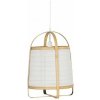 TEXTILOMÁNIE Závesná bambusová lampa s bielym látkovým tienidlom