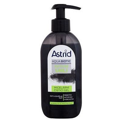 Astrid Aqua Biotic Active Charcoal Micellar Cleansing Gel micelární čisticí gel s aktivním uhlím 200 ml pro ženy