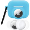 AppleKing 3v1 sada silikónového obalu a ochrannej fólie na prednú a zadnú stranu pre AirPods Pro 3 / AirTag 1 / 2 - svietiaca modrá - možnosť vrátiť tovar ZADARMO do 30tich dní