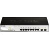 D-Link DGS-1210-08P 10-portový gigabitový inteligentný PoE switch, 8x GbE PoE+, 2x SFP, PoE 65W, bez ventilátora