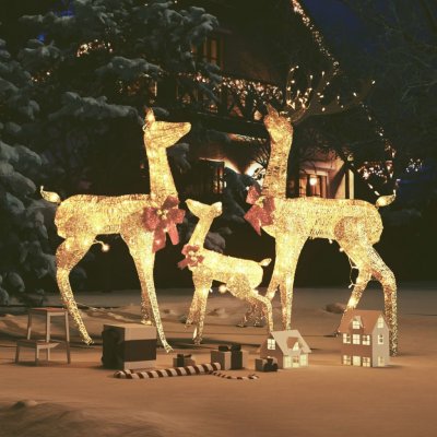 Vianočná dekorácia s rodinou sobov zlatá 201 LED diód 329770_sk