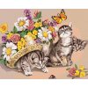zuty Maľovanie podľa čísel - Mačiatka s klobúkom a kvetinami, 100x80 cm, bez rámu a bez vypnutia plátna (8596530044666)