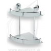 BEMETA OMEGA dvojitá rohová sklenená polička s hrazdou 250 x 400 x 250 mm chróm 104202142
