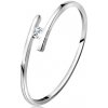Šperky eshop - Prsteň z bieleho 14K zlata - tenké lesklé ramená, ligotavý číry briliant BT160.60 - Veľkosť: 54 mm