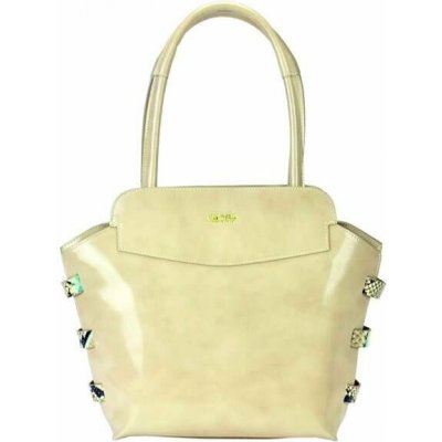 Gilda Tonelli dámska kožená kabelka Beige Shopperbag s prírodnými detailmi a strieborným kovaním