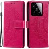 Peňaženkové puzdro Embossing Pattern Flowery Mandala tmavoružové – Xiaomi 15