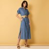 Košeľové midi šaty z denimu modrá 038 Blancheporte