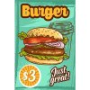 Ceduľa Restaurant Menu - Burger Vintage style 30cm x 20cm Plechová tabuľa