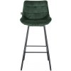 Sada 4 otočných barových stoličiek Weston Velvet, tmavozelená