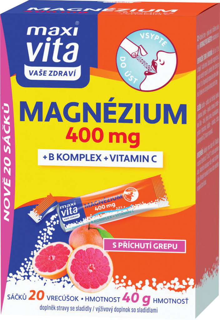 Maxi Vita Magnézium 400mg+B komplex+vit.C 20 x 2 g