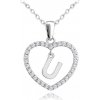 Minet Strieborný náhrdelník písmeno v srdci 