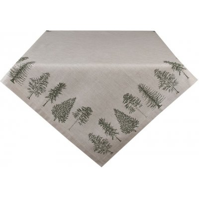 Clayre & Eef Béžový bavlna obrus so stromčekmi Natural Pine Trees 150x250 cm