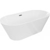 MEXEN/S - Luna Slim voľne stojaca vaňa 170 x 75, biela, sifón a prepad grafit metal 52041707500-95