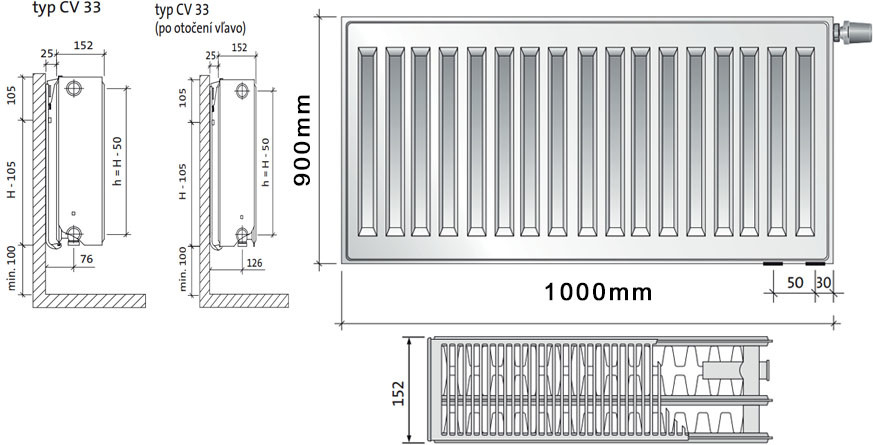 Purmo CV33 900 x 1000