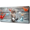 Foto obraz na plátne Mačka vtáky z papiera 100x50 cm