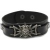 Punkový kožený náramok s lebkou Čierny
