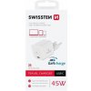 SWISSTEN TRAVEL CHARGER GaN 1x USB-C 45W POWER DELIVERY WHITE 22037010