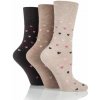 Gentle Grip dámske 3 pára módne ponožky BROWN HEARTS bez gumičiek