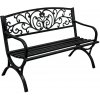 mamido Záhradná kovová lavica pre 2 osoby dekoratívna čierna