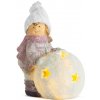 MagicHome Postavička Dievčatko s guľou LED terakota 13x9x15 cm